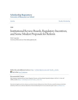Institutional Review Boards, Regulatory Incentives, and Some