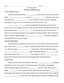 Group ______ Study Guide for Paleolithic and Neolithic Eras