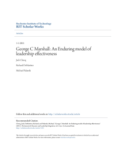 George C Marshall: An Enduring model of leadership effectiveness