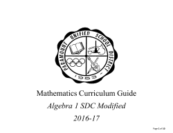 HS Algebra 1 SDC Modified Pacing Topic 4 2016-17