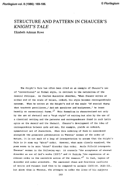 STRUCTURE AND PATTERN IN CHAUCER`S KNIGHT`S TALE