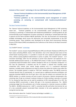 Inclusion of the CreaSolv&reg; technology in the two UNEP Basel