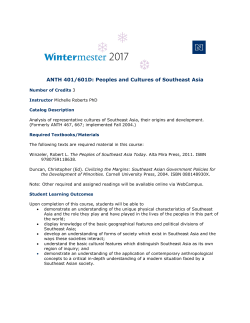 ANTH 401/601D: Peoples and Cultures of Southeast Asia