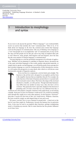 1 Introduction to morphology and syntax - Beck-Shop