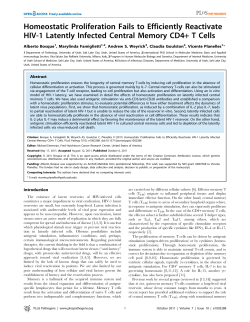 Homeostatic Proliferation Fails to Efficiently Reactivate HIV-1