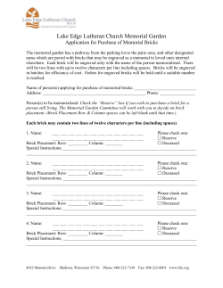 an Application to Purchase a Memorial Brick.