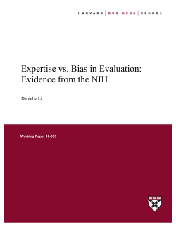 Expertise vs. Bias in Evaluation: Evidence from the NIH