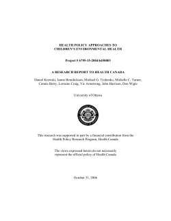 HEALTH POLICY APPROACHES TO CHILDREN`S