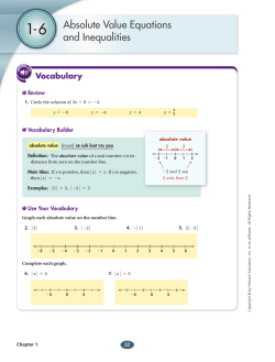 Absolute Value Equations and Inequalities