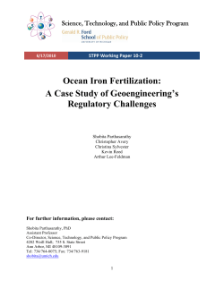 Ocean Iron Fertilization - Science, Technology, and Public Policy