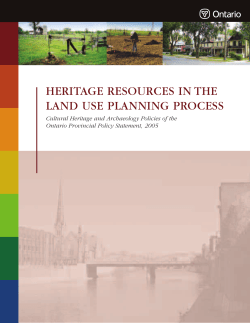 HERITAGE RESOURCES IN THE LAND USE PLANNING PROCESS