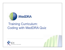 Training Curriculum: Coding with MedDRA Quiz