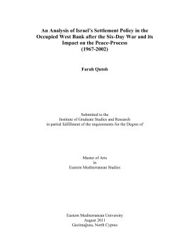An Analysis of Israel`s Settlement Policy in the Occupied West Bank