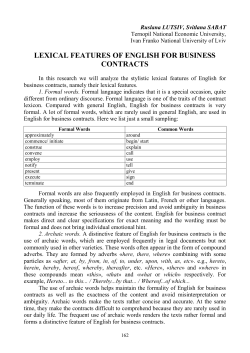 LEXICAL FEATURES OF ENGLISH FOR BUSINESS CONTRACTS