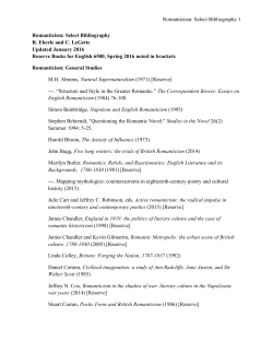 Romanticism: Select Bibliography 1 Romanticism: Select