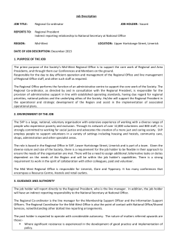 Job Description JOB TITLE: Regional Co