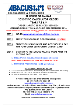ST JOHNS GRAMMAR SCIENTIFIC CALCULATOR ORDERS