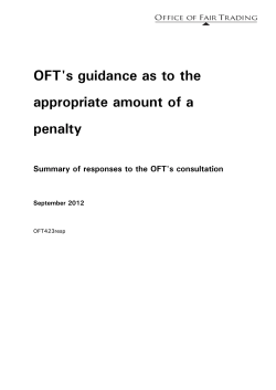 OFT`s guidance as to the appropriate amount of a penalty