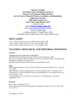 Robert E. Wright`s CV - Augustana University