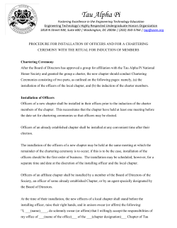 procedure for installation of officers and for a chartering ceremony