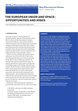 The European Union and Space: opportunities and risks, Non