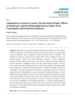 Adaptation to Lactose in Lactase Non Persistent People: Effects on