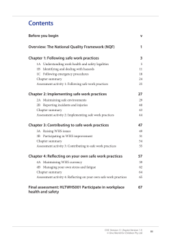 HLTWHS001 Participate in workplace health and safety