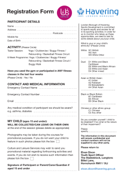 Us Girls! Registration Form - London Borough of Havering