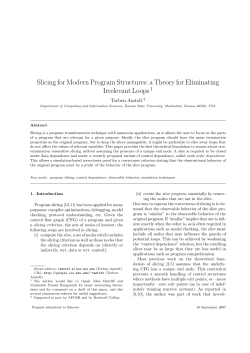 Slicing for Modern Program Structures - Computer Science
