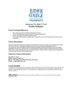 Instructor: Dr. John T. Cord Studio Syllabus