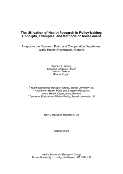 The Utilisation of Health Research in Policy-Making