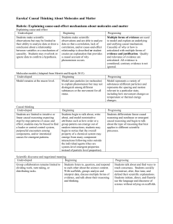 Eureka! Causal Thinking About Molecules and Matter Rubric