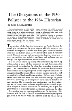 The Obligations of the 1950 Pollster to the 1984 Historian