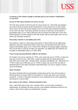 A summary of the scheme changes as decided upon by the