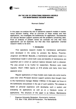 ON THE USE OF OPERATIONS RESEARCH MODELS FOR