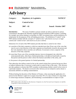 Control in fact - OSFI-BSIF