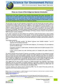 Ships as a Cause of Non-Indigenous Species Introduction