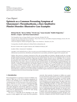 Epistaxis as a Common Presenting Symptom of Glanzmann`s