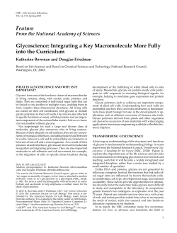 Feature Glycoscience: Integrating a Key Macromolecule More Fully