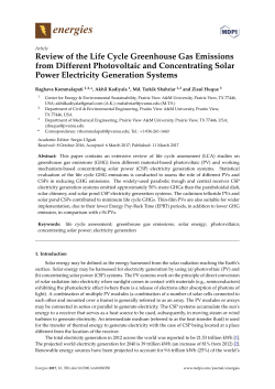 Review of the Life Cycle Greenhouse Gas Emissions from Different