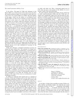 Letter to the Editor The sound-localization ability of cats To the Editor