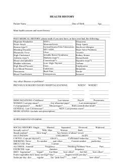 HEALTH HISTORY North Coast Nat Med