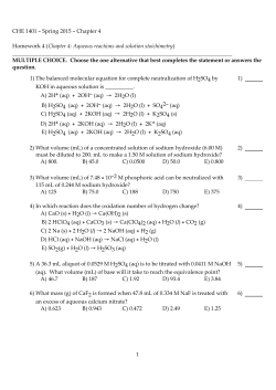 CHE 1401 - Spring 2015 - Chapter 4 Homework 4 (Chapter 4