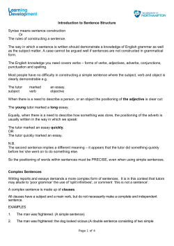 Introduction to Sentence Structure