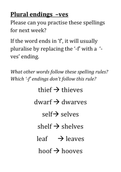 thief &rarr; thieves dwarf &rarr; dwarves self &rarr; selves shelf &rarr; shelves leaf
