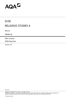 GCSE Religious Studies A Specimen mark scheme Paper 2A