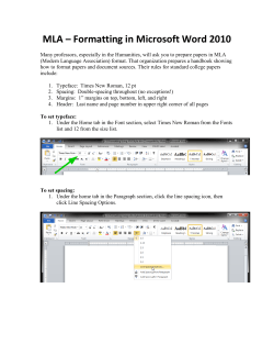 Formatting Using MLA Style in Microsoft Word