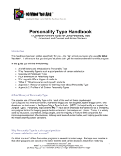 Personality Type Handbook - Bridges Transitions Inc.