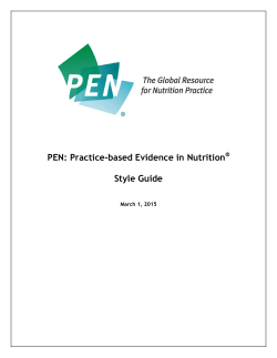 PEN: Practice-based Evidence in Nutrition&reg; Style Guide