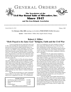 February - Civil War Round Table of Milwaukee, Inc.